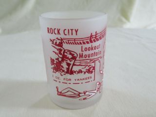 Vtg Souvenir Frosted Shot Glass 3oz Rock City Lookout Mountain Tennessee