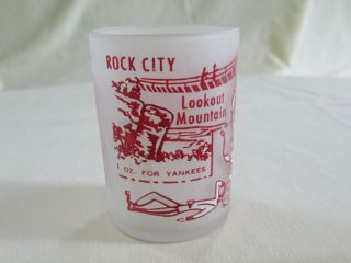 Vtg souvenir frosted shot glass 3oz ROCK CITY LOOKOUT MOUNTAIN Tennessee 2