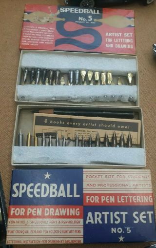 Vintage Speedball No.  5 Artist Set For Lettering And Drawing Hunt Mfg.  Co 3065