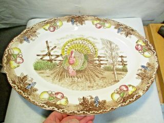 Vintage King Tom Hand Decorated Turkey Platter 18.  5 " X 14.  5 " Serving Tray - Nr