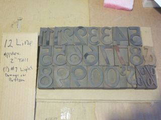 Vintage 12 Line,  Approx.  2 " Letterpress Wood Printing Type/blocks Number Font