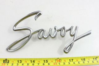 Vintage Plymouth Savoy Metal Chromed Script Emblem Badge Car Part - M41