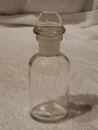 Vintage Pyrex Apothecary Bottle With Glass Stopper D - 5 S - 19