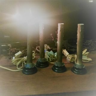 (4) Vintage Electric Window Candles W On/off Switch Vintage Rustic Aged Look