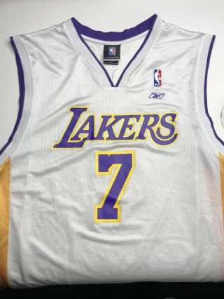 Vintage Reebok Nba Los Angeles Lakers Lamar Odom 7 Jersey White Size Large