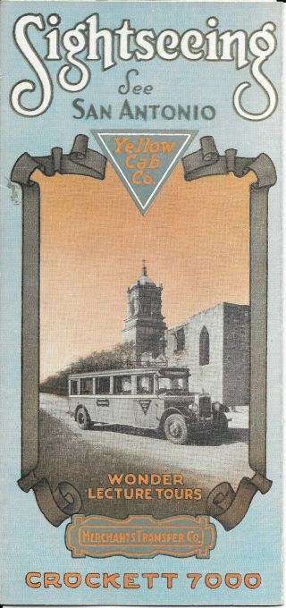 Sightseeing San Antonio Texas Yellow Cab Co Brochure C Late 1920s To Early 1930s