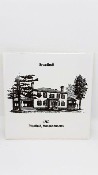 Broadhall Ceramic Tile Wall Hanging Plaque Pittsfield Mass Sheffield Pottery