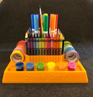 1978 Vintage Crayola Caddy With 32 Ct Crayons & 12 Ct Mini Colored Pencils