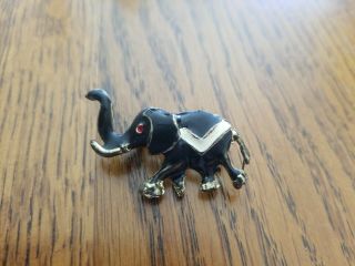 Gorgeous Mcm Vintage Elephant Pin Brooch Black White Red Enamel Mid Century 011