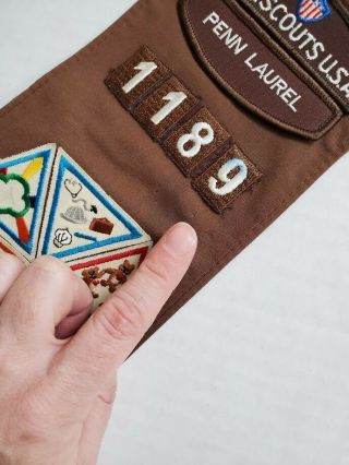 Vintage 90s Girl Scout Brownie Sash with Badges Patches Pennsylvania 2