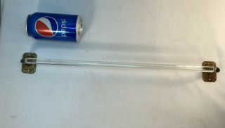 Vtg 1940’s? Glass Towel Rod Straight Bar With Metal Mounting Brackets 18” Long