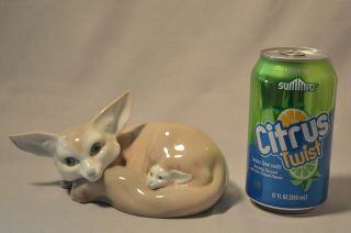 Vintage Lladro Spanish Porcelain Figurine - Fox And Cub 1065