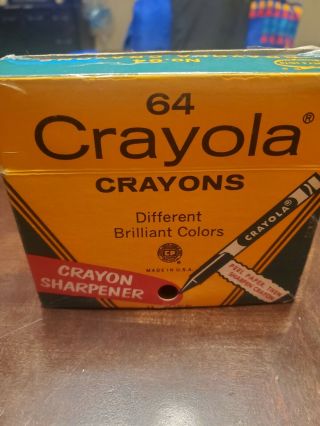 Vtg Binney & Smith Crayola Crayons W/ Sharpener No 64 Indian Red Usa