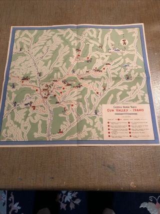 Vintage Sun Valley Idaho Saddle Horse Trails Map 20” X 18”