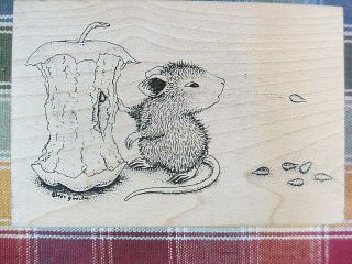 Vintage House Mouse Stampa Rosa " Spitting Apple Seeds " Rubber Stamp 26 - 2000