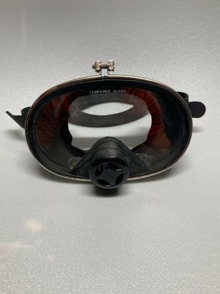Vintage Aqua Lung scuba diving mask Tempered Glass Us Divers Company Japan Rare 2