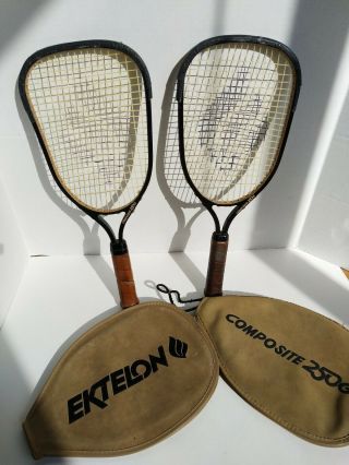 2 Vintage Ektelon Composite 250g Racquetball Racquets With Suede Covers