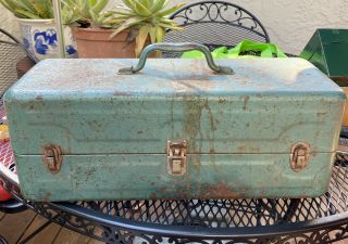 Vintage My Buddy Falls City Steel Tackle Tool Storage Box