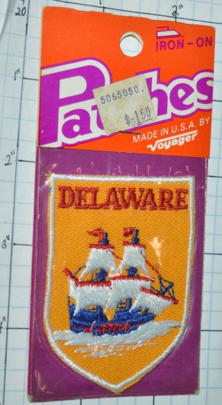 Delaware,  Old Sailing Ship Vintage Voyager Nip Souvenir Patch