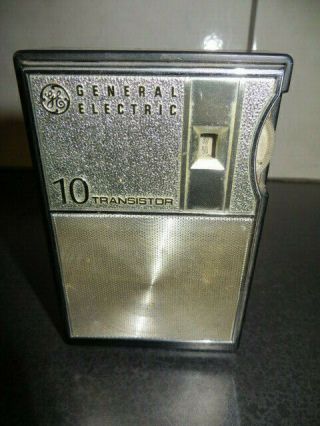 Vintage General Electric Ge 10 Transistor Radio Black Chrome