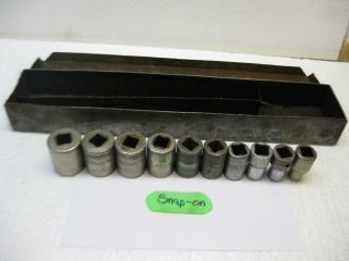 Vintage Snap - On 10 Piece 1/2 " Drive Socket Set With Metal Boxg Tray