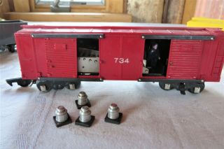 Vintage American Flyer 734 Operating Box Car 4 Cubes 4 Milk Cans S Scale Red