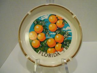 Vintage Florida Ceramic Ashtray - Florida Oranges - 6 3/4 " Diameter - 1 " High