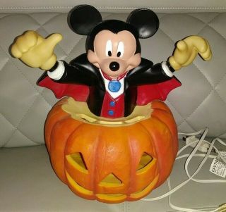Vintage 1996 Disney Vampire Dracula Mickey Mouse Pumpkin Jack - O - Lantern Lighted