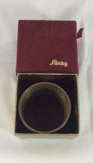 Vintage 40th Anniversary Solid Brass Slinky Toy with Red Felt Box 1985 3