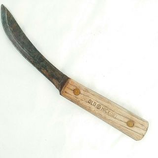 Old Hickory Carbon Steel Chef Curved Butcher Knife Wood Handle Cutlery Vintage