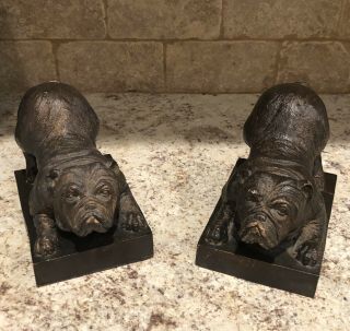San Pacific Int’l Spi Vintage Bronze Type Pair Bulldog Bookends Uga Georgia