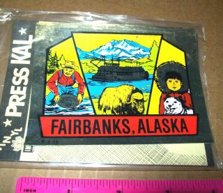 Alaska Sticker Decal - Fairbanks Alaska Gold Miner,  Paddle Wheel,  Eskimo,