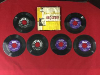 Vintage Bing Crosby Vinyl Records 45 Rpm Beloved Hymns Decca Set Of 6 1951