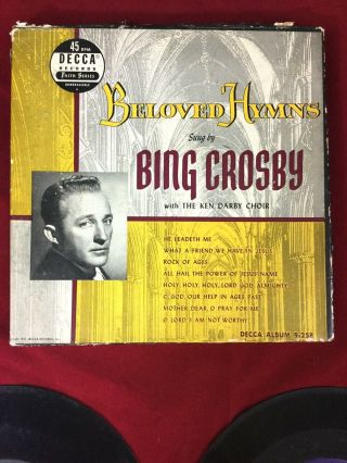 Vintage Bing Crosby Vinyl Records 45 RPM Beloved Hymns Decca Set of 6 1951 2
