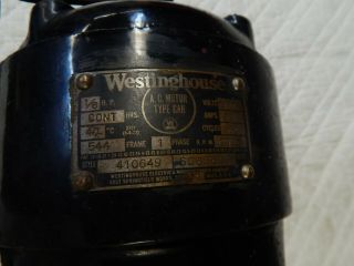 Westinghouse AC Type CAH Motor 1/6 HP 110 Volts,  1725 RPM.  Vintage 2