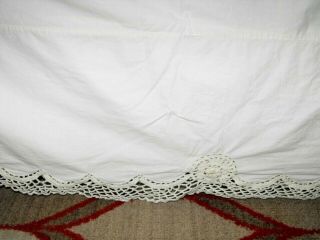 Vintage Shabby Chic Beige Crochet Edge Full Double Bed Skirt 14 " Drop