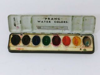 Vintage Prang OVAL 8 Water Color Tin w NO Brush American Crayon Company 3