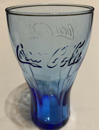 Vintage - Coca Cola - Blue Glass - Cobalt Blue - Coke Glass - 6 "