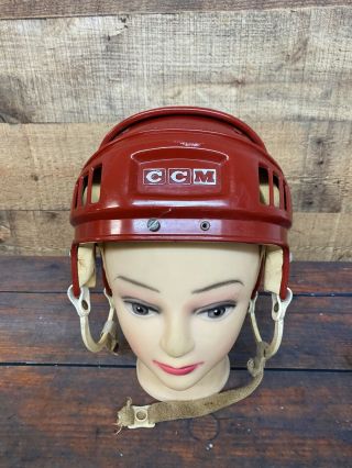 CCM 80s 90s Vintage Made Canada Pro Standard Hockey Helmet Sz 6 7/8 - 7 3/4 Red 2