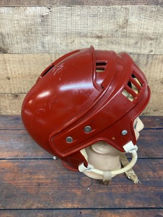 CCM 80s 90s Vintage Made Canada Pro Standard Hockey Helmet Sz 6 7/8 - 7 3/4 Red 3