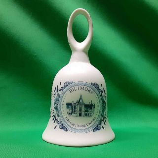 Biltmore Souvenir Bell Asheville North Carolina Porcelain Blue