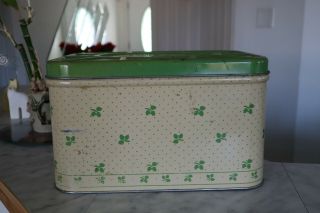 Vintage Green & Cream Metal Bread Box By Empeco National Can Company York