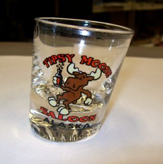 Alaska Shotglass Tipsy Moose Saloon Shot Glass - Not Quite Level Last Few