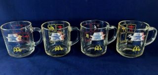 Set Of 4 Vintage Mcdonalds 1984 Olympics Games Graphic Glass Coffee Mugs Cups