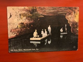 Antique Postcard Mammoth Cave Kentucky Echo River People Boats Early 1900’s