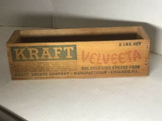 Vintage Wooden Kraft Velveeta 2 Lb Cheese Box -