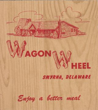 C1960 Wagon Wheel Restaurant Smyrna Delaware Brochure