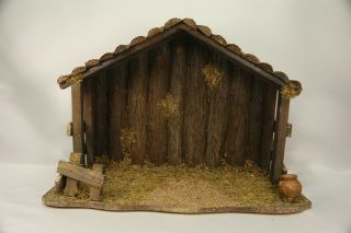 Vintage Handmade Wooden Christmas Nativity Manger Stable 19.  25 " X 14 " X 8.  5 "