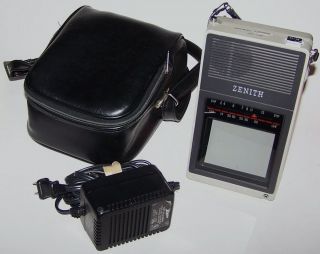 Vintage Zenith Portable Tv Model Bt044s 5 " X 5 " With Power Adapter And Case