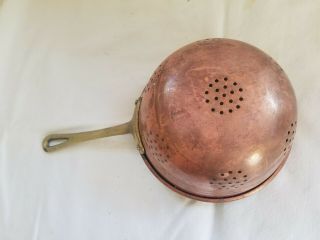 Vintage Copper Colander/strainer With Brass Handle Small Size Solid Copper Korea